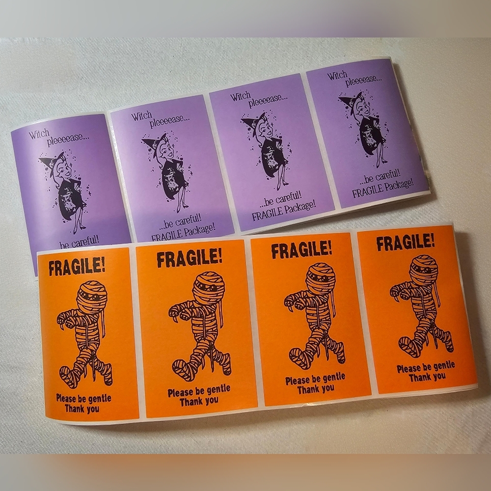 Handcrafted Halloween Fragile Stickers 25ct - Pick Your Design!